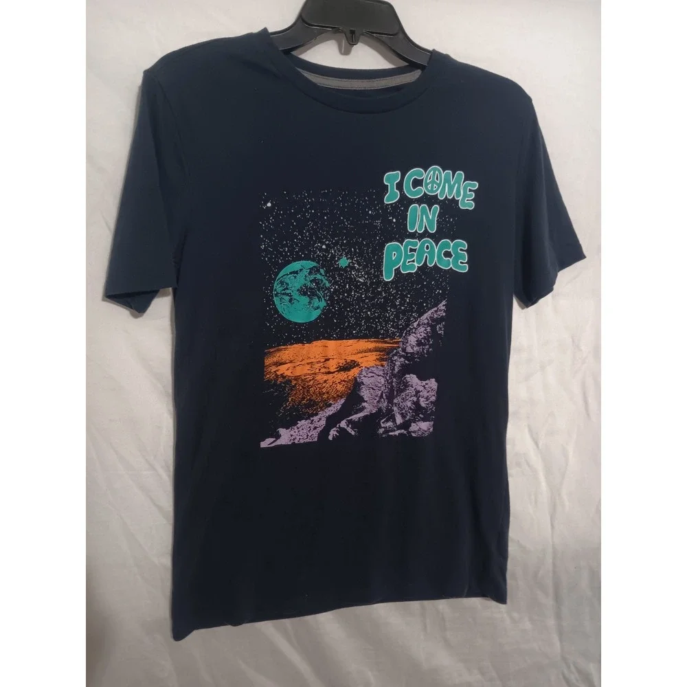 Old Navy Boys I Come In Peace Space Graphic Tee Navy Blue XXL 18 Short Sleeve